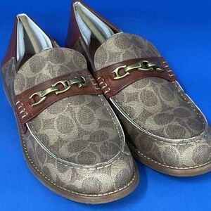 NWT Authentic Coach Jacquard Buckle Front Loafer